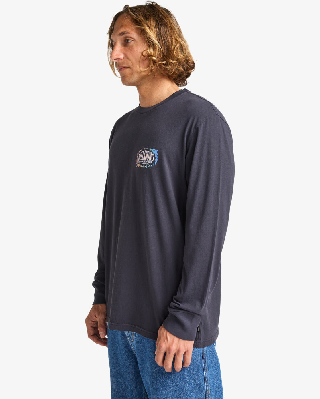 Billabong Mens The Bay Wave Washed Long Sleeve T-Shirt - Dark Navy - ManGo Surfing