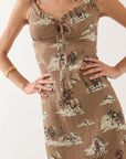 Brixton Womens The Tie Dress - Mid Century Cowboy Print