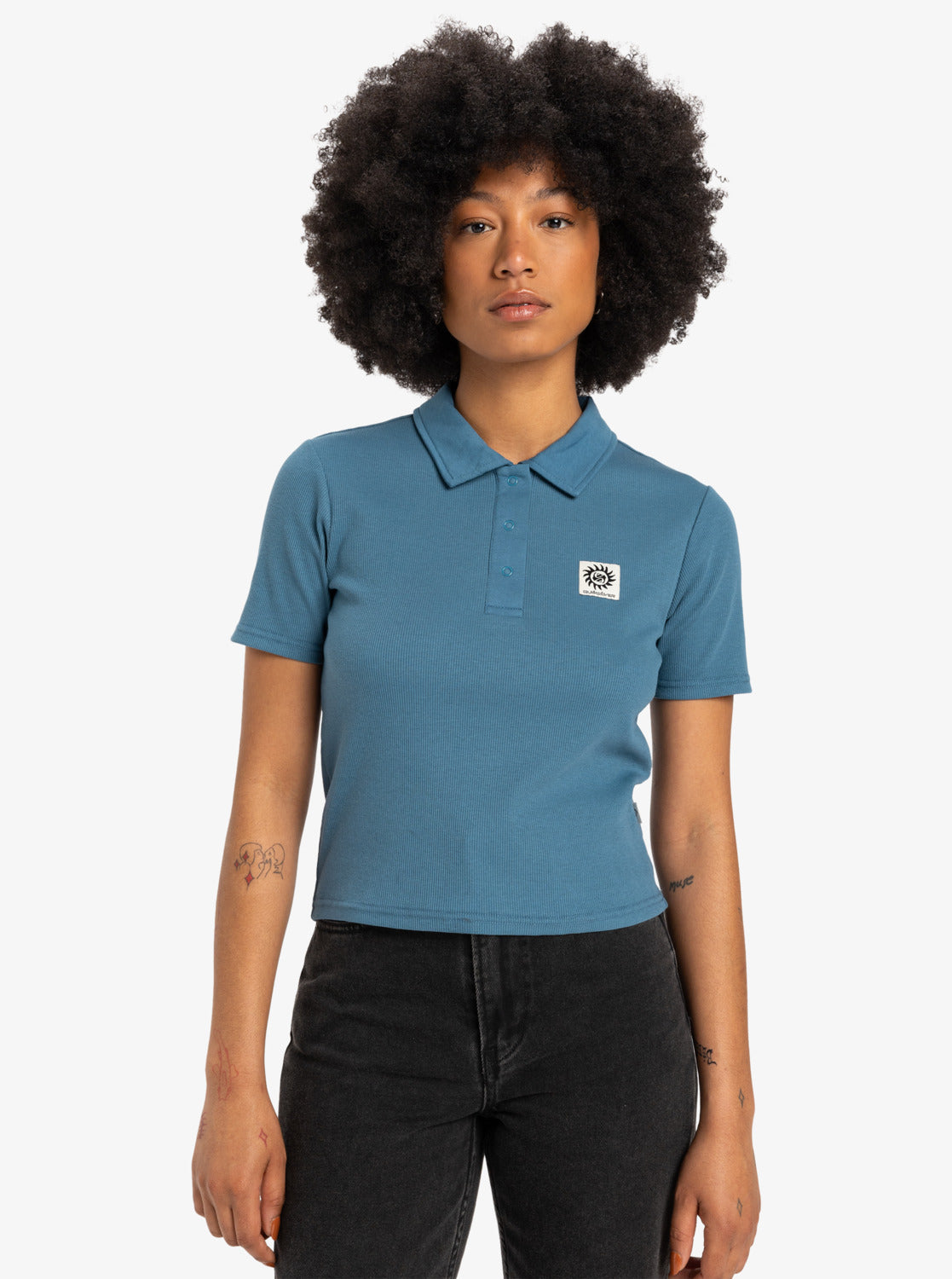 Quiksilver Womens Nightcall Polo T-Shirt - Real Teal - ManGo Surfing