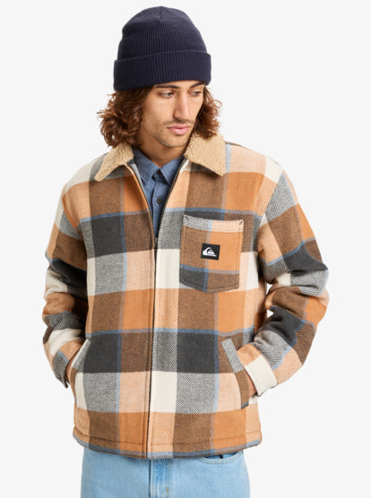 Quiksilver Mens DNA Sherpa Harrington Jacket - Almond