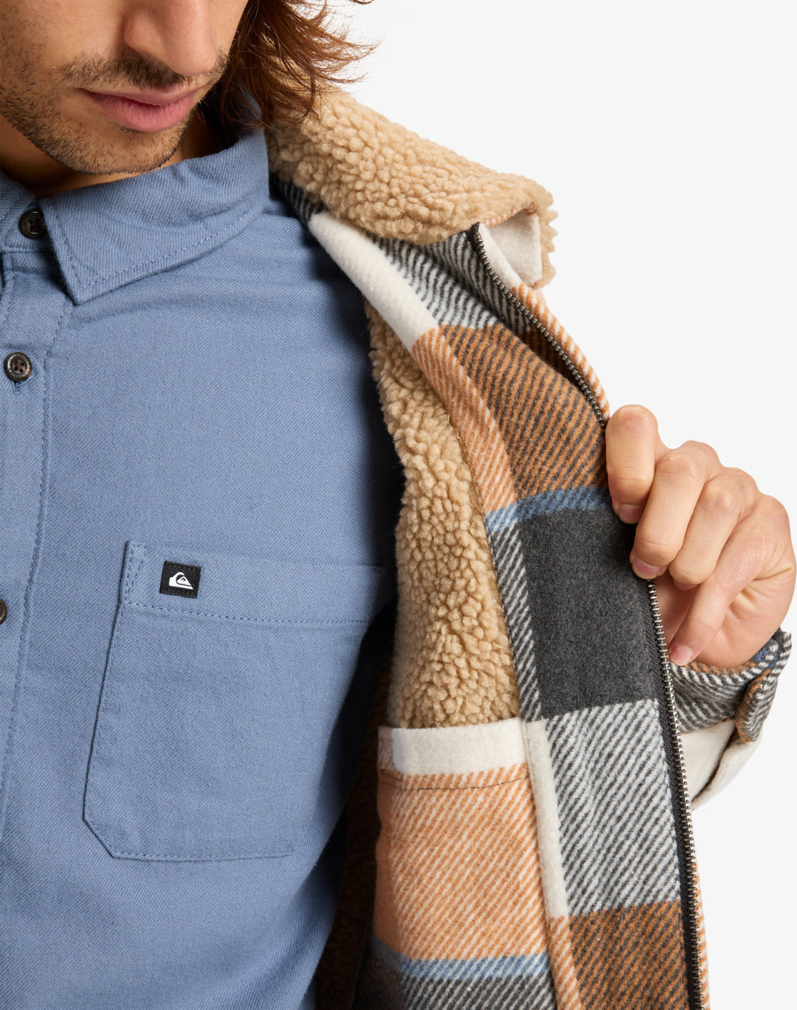 Quiksilver Mens DNA Sherpa Harrington Jacket - Almond