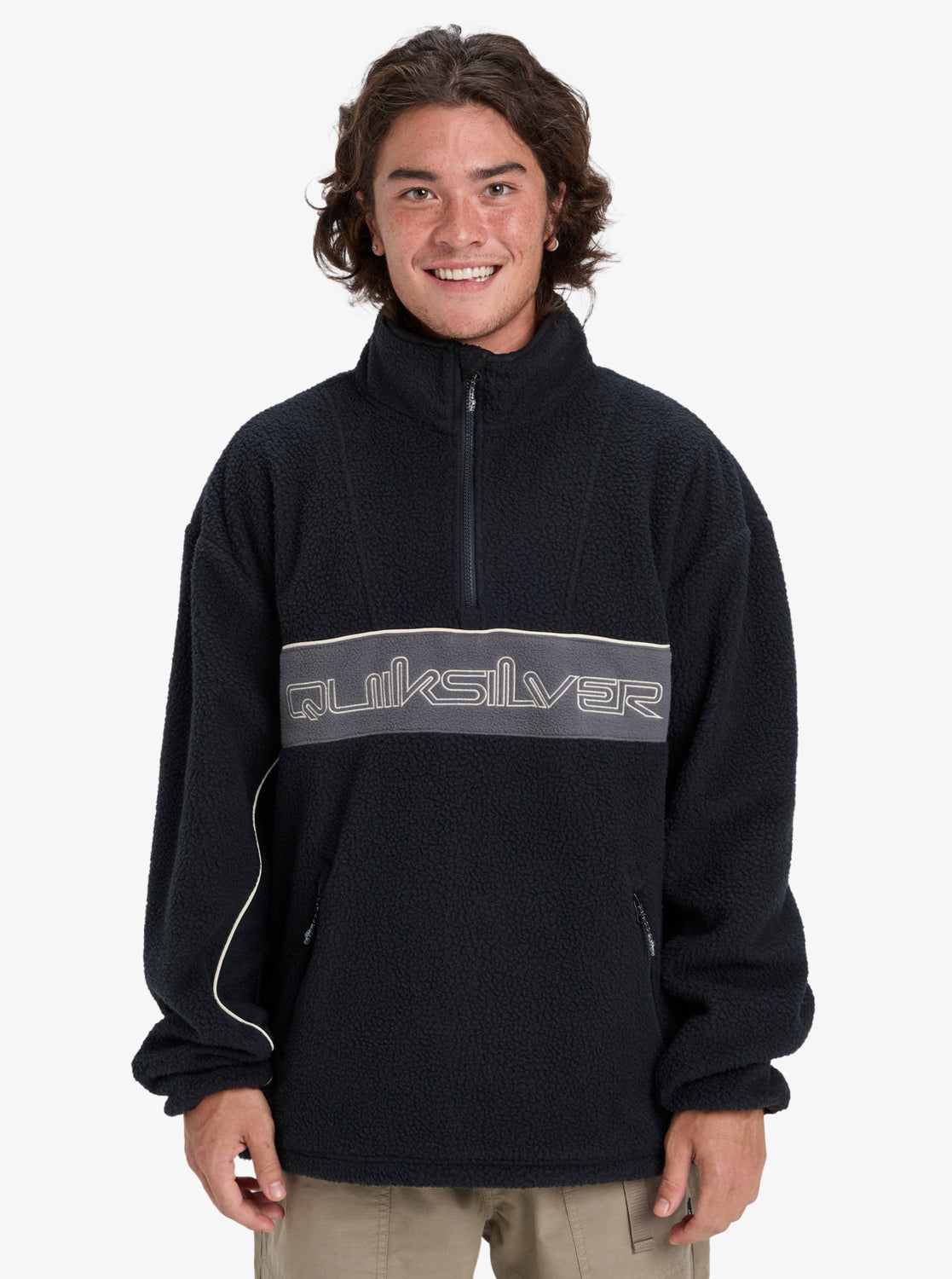 Quiksilver Mens Omni Sherpa Half-Zip Technical Fleece - Black