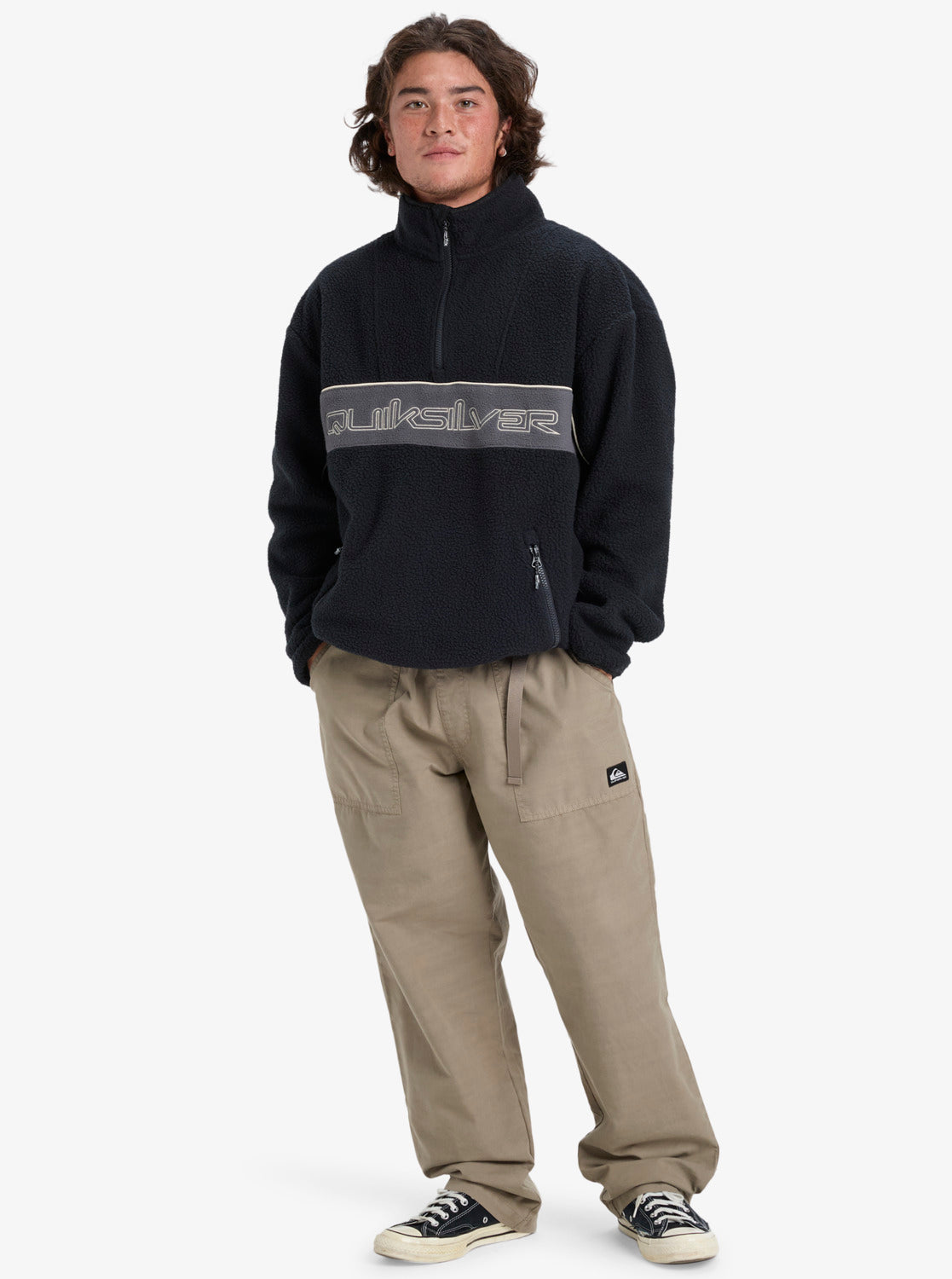 Quiksilver Mens Omni Sherpa Half-Zip Technical Fleece - Black