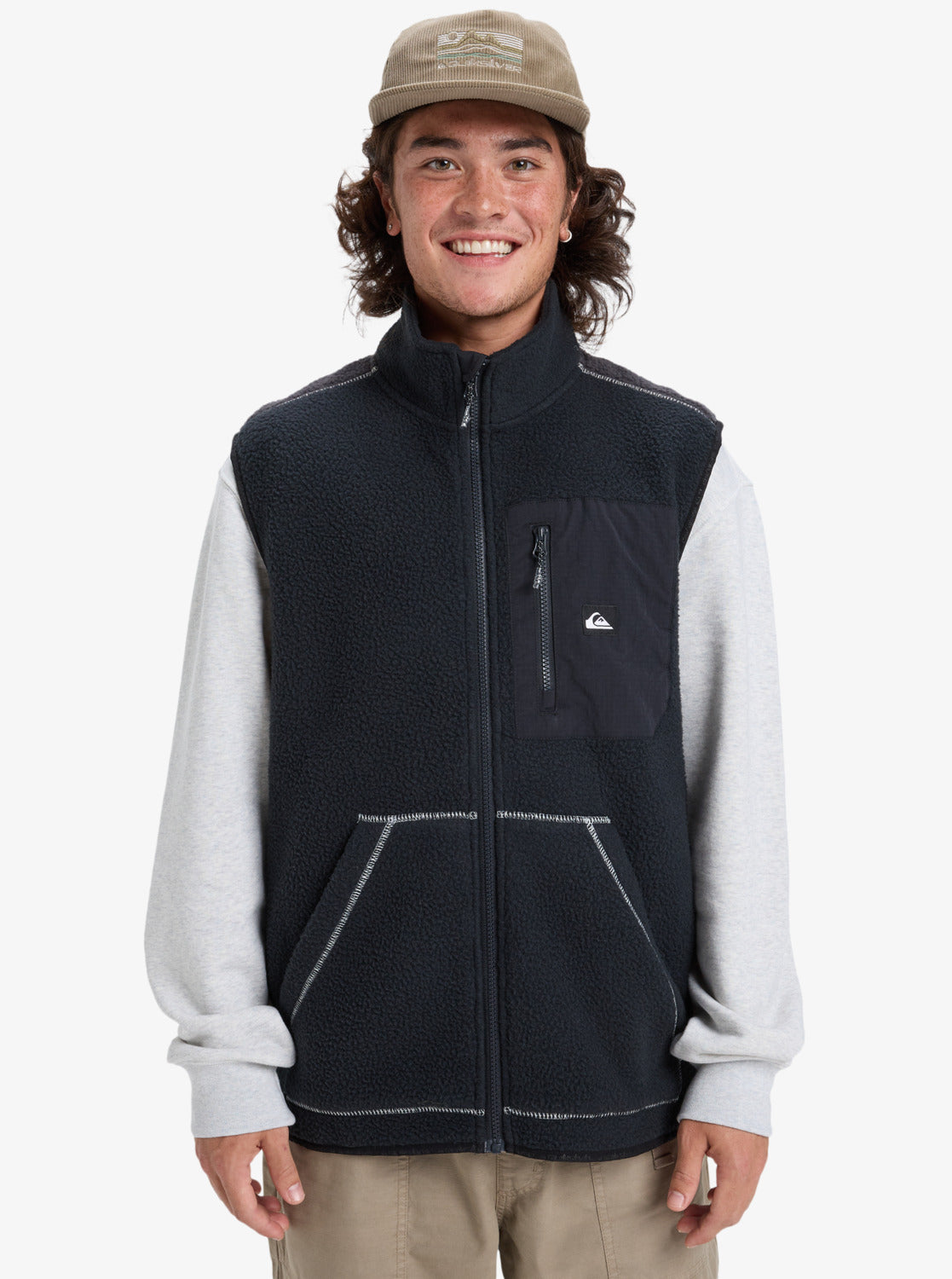 Quiksilver Mens Clean Coast Gilet Fleece - Black - ManGo Surfing