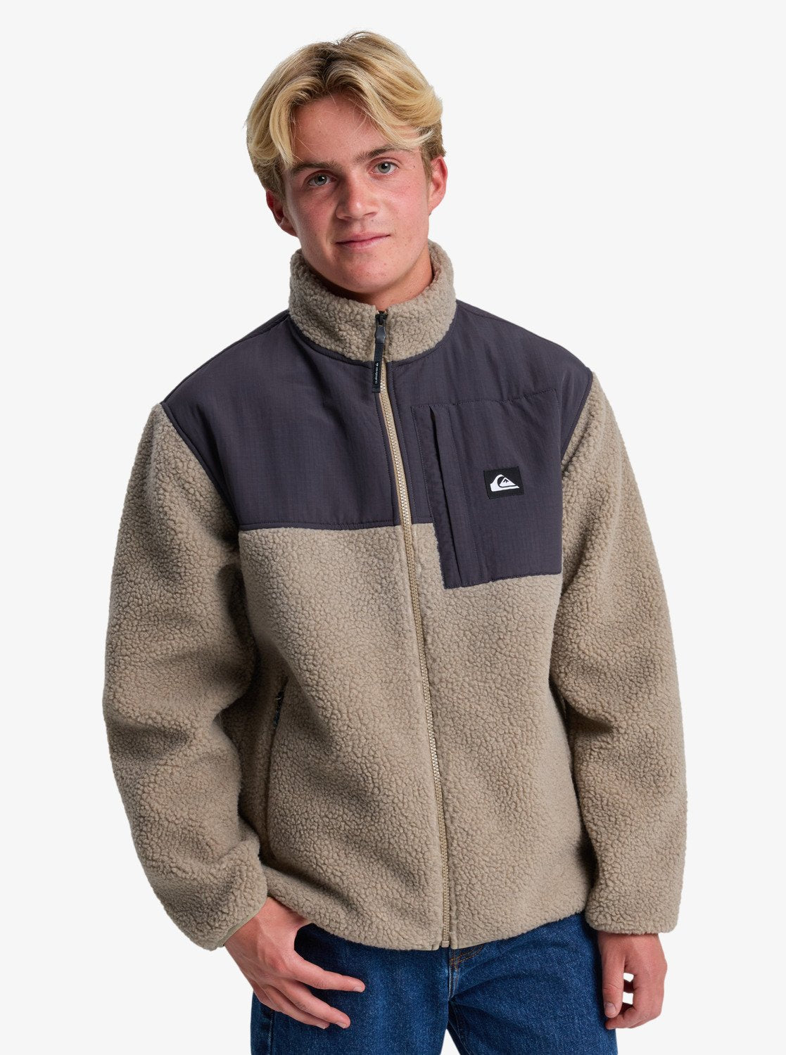 Quiksilver Mens Shallow Water Full Zip Sherpa Jacket - Fallen Rock