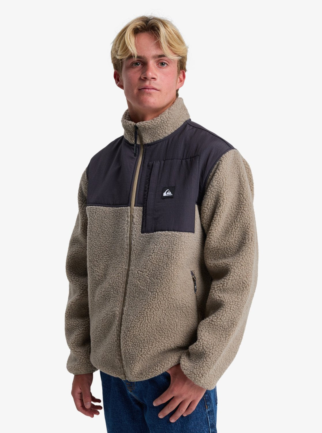 Quiksilver Mens Shallow Water Full Zip Sherpa Jacket - Fallen Rock