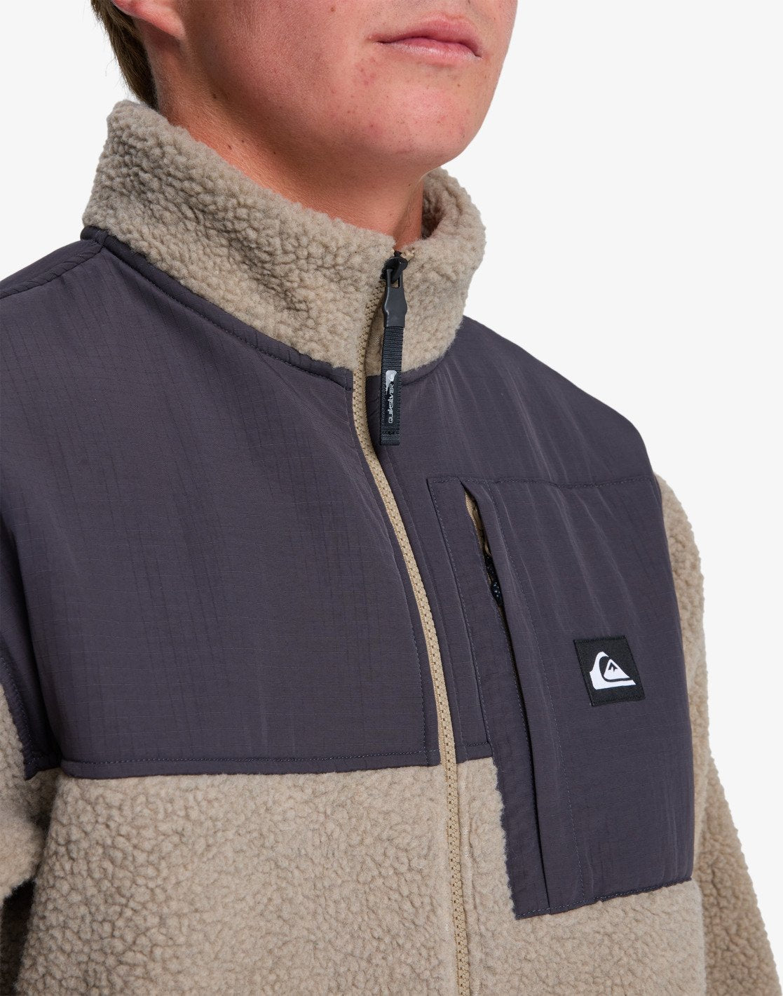 Quiksilver Mens Shallow Water Full Zip Sherpa Jacket - Fallen Rock