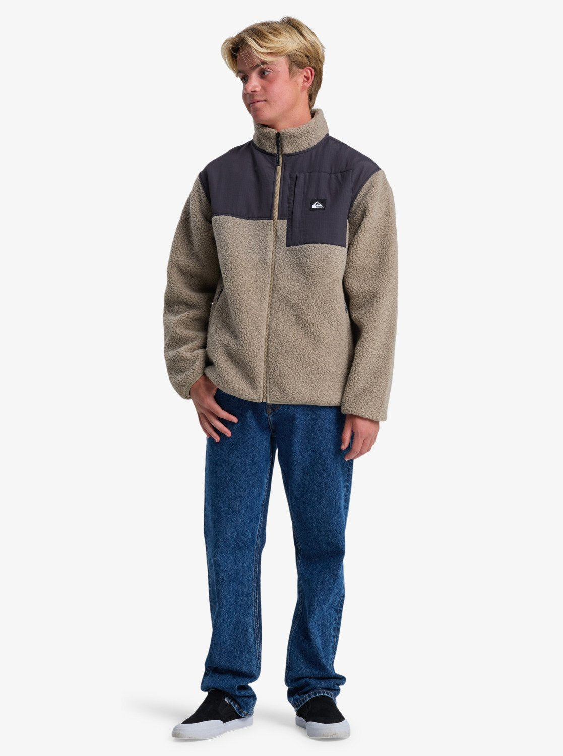 Quiksilver Mens Shallow Water Full Zip Sherpa Jacket - Fallen Rock