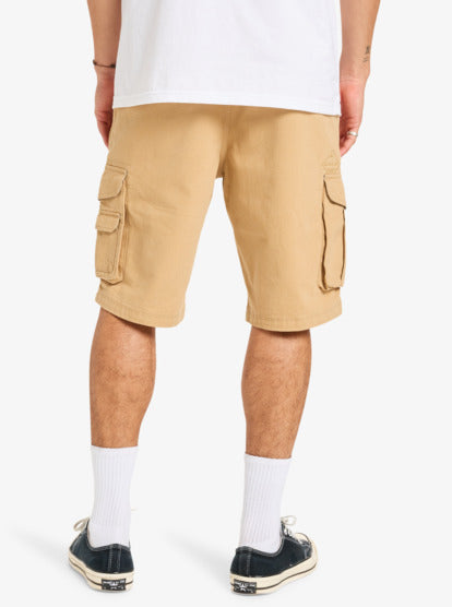 Quiksilver Mens Crucial Battle 21&quot; Cargo Walkshorts - Khaki - ManGo Surfing