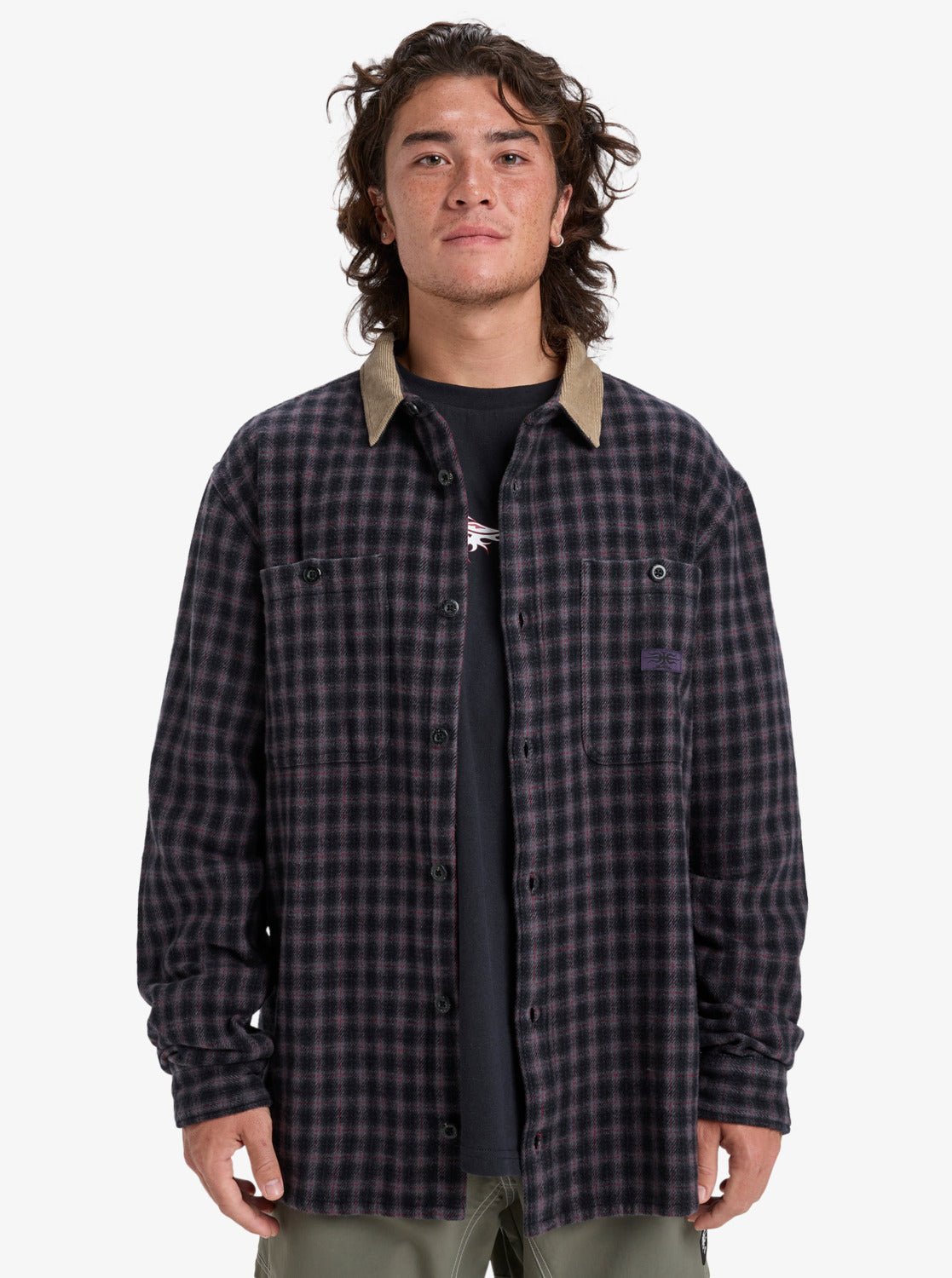 Quiksilver Mens Mercury Sandstrokes Long Sleeve Shirt - Sand Strokes Black