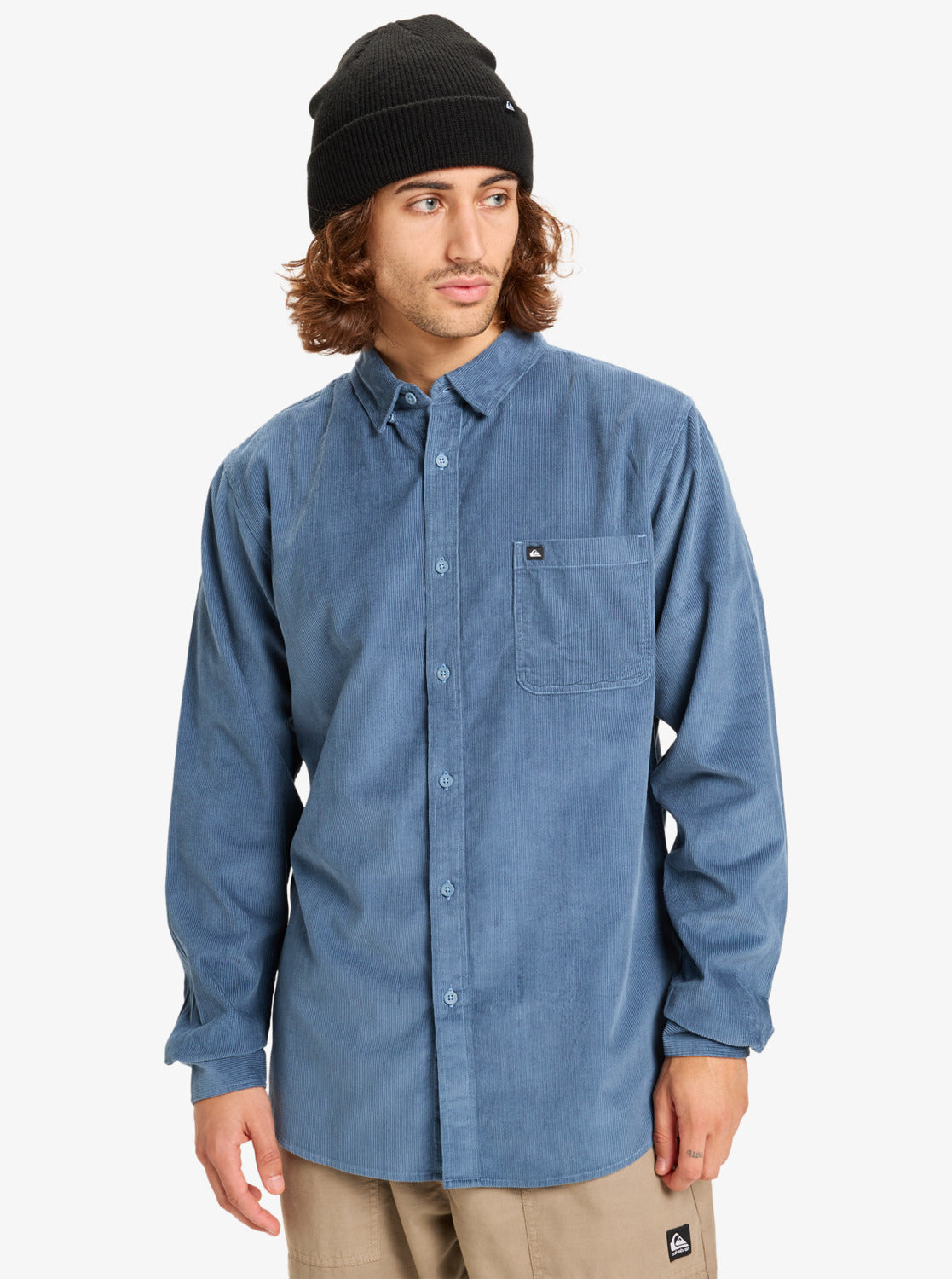 Quiksilver Mens Smoke Trail Cord Long Sleeve Shirt - China Blue