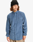 Quiksilver Mens Smoke Trail Cord Long Sleeve Shirt - China Blue