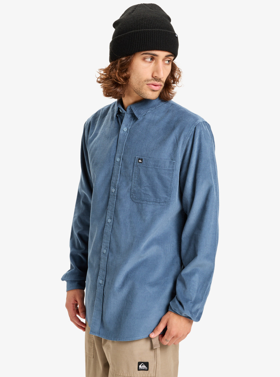 Quiksilver Mens Smoke Trail Cord Long Sleeve Shirt - China Blue