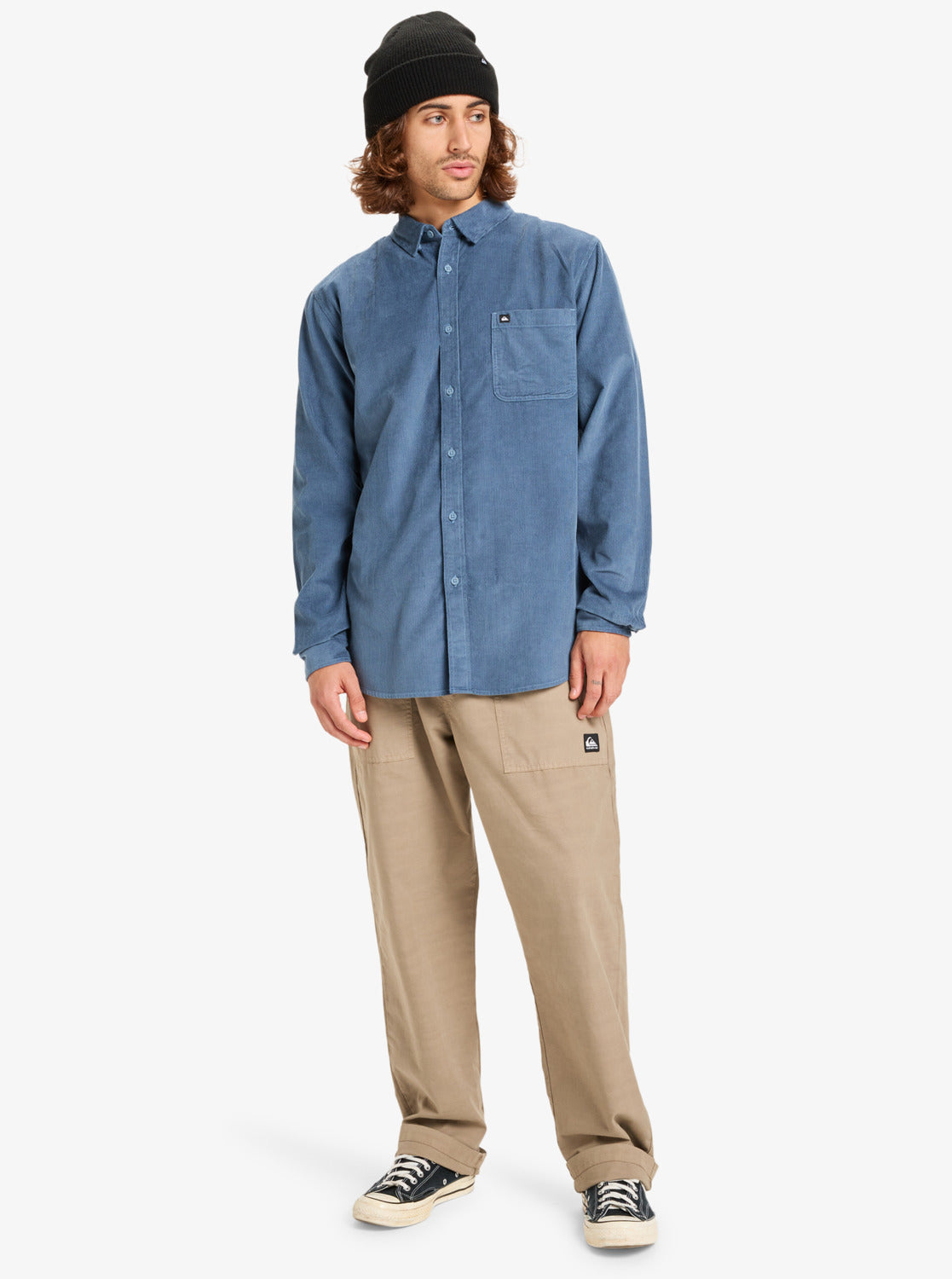 Quiksilver Mens Smoke Trail Cord Long Sleeve Shirt - China Blue
