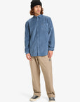 Quiksilver Mens Smoke Trail Cord Long Sleeve Shirt - China Blue