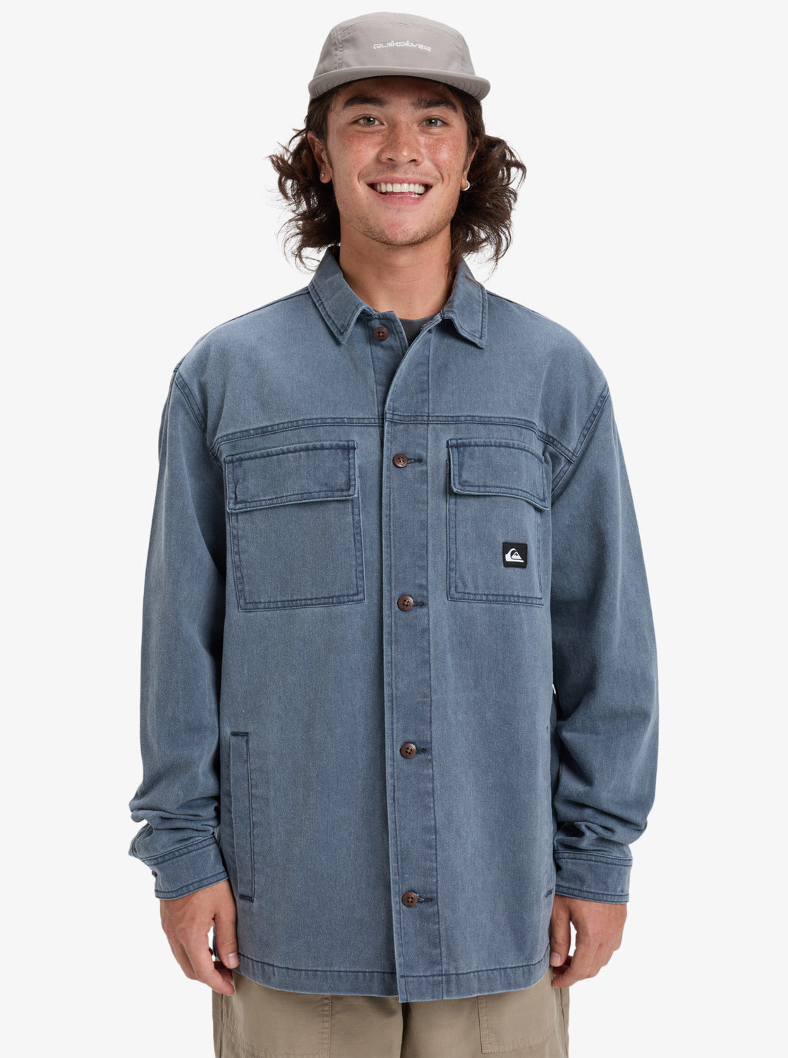 Quiksilver Mens Mohab Washed Twill Long Sleeve Shirt - Dark Navy