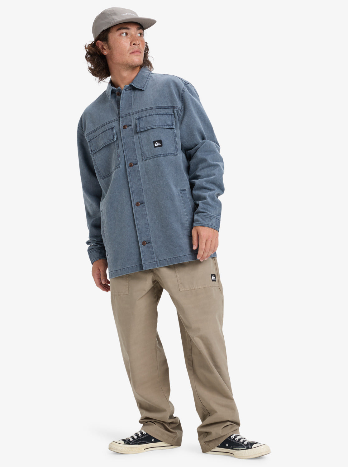 Quiksilver Mens Mohab Washed Twill Long Sleeve Shirt - Dark Navy