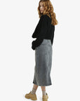 Roxy Cold Winds Midi Length Denim Skirt - Mid Grey