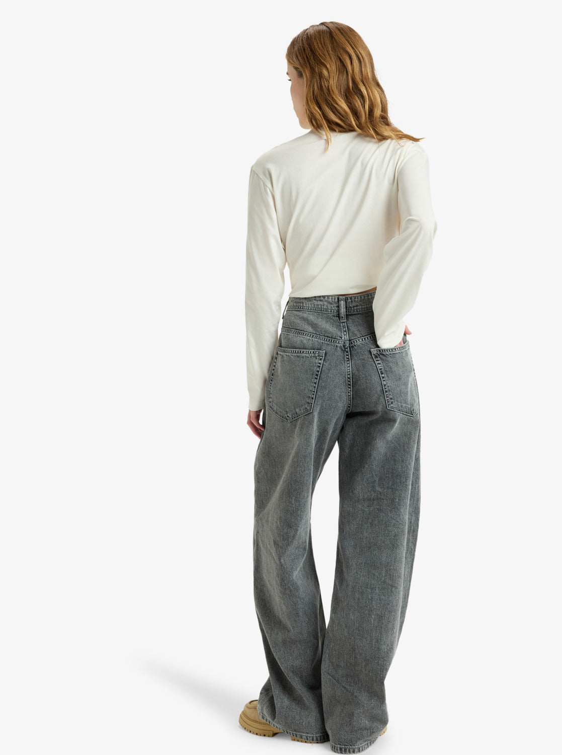 Roxy Womens Milla Wide Leg Mid Cropped Jeans - Mid Grey