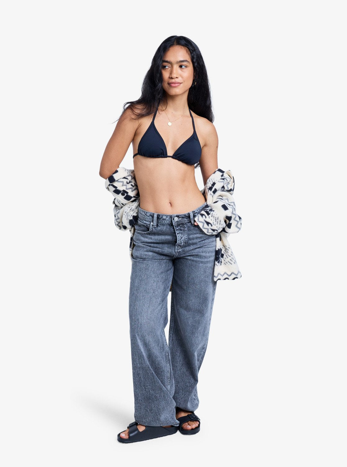 Roxy Womens Milla Wide Leg Mid Cropped Jeans - Mid Grey