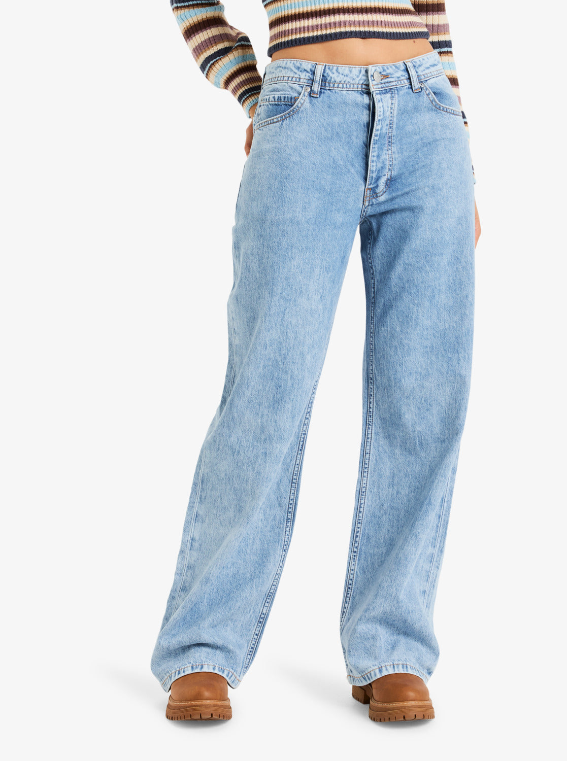 Roxy Womens Milla Wide Leg Beau Cropped Jeans - Beau Blue