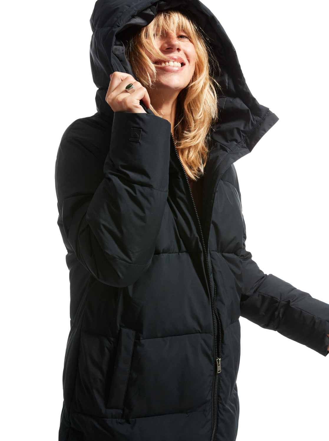 Roxy Womens Test Of Time Long Hooded Puffa Jacket - Anthracite - ManGo Surfing