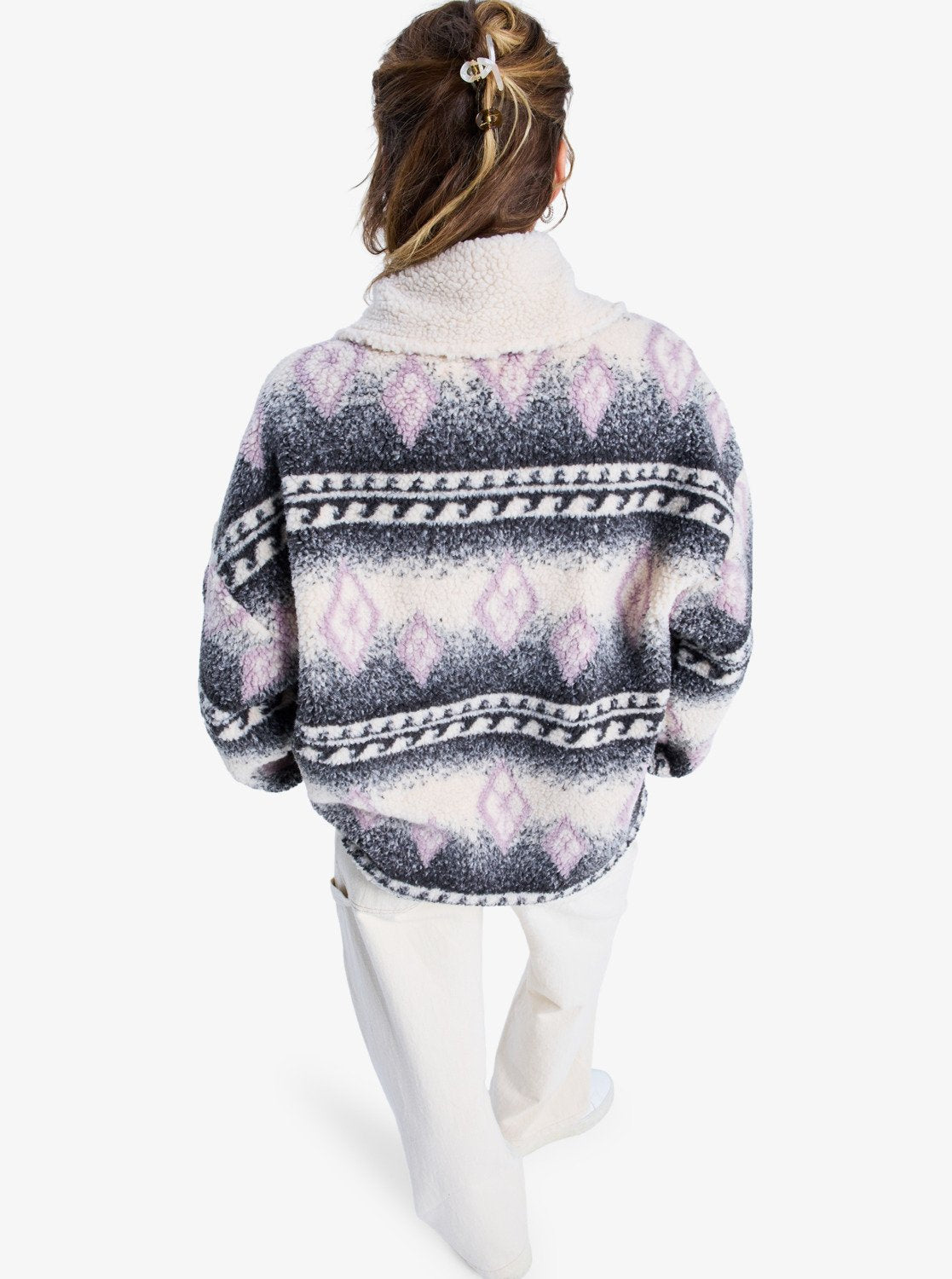 Roxy Womens Feels Like Winter Oversized Sherpa Zip Jacket - Parchment