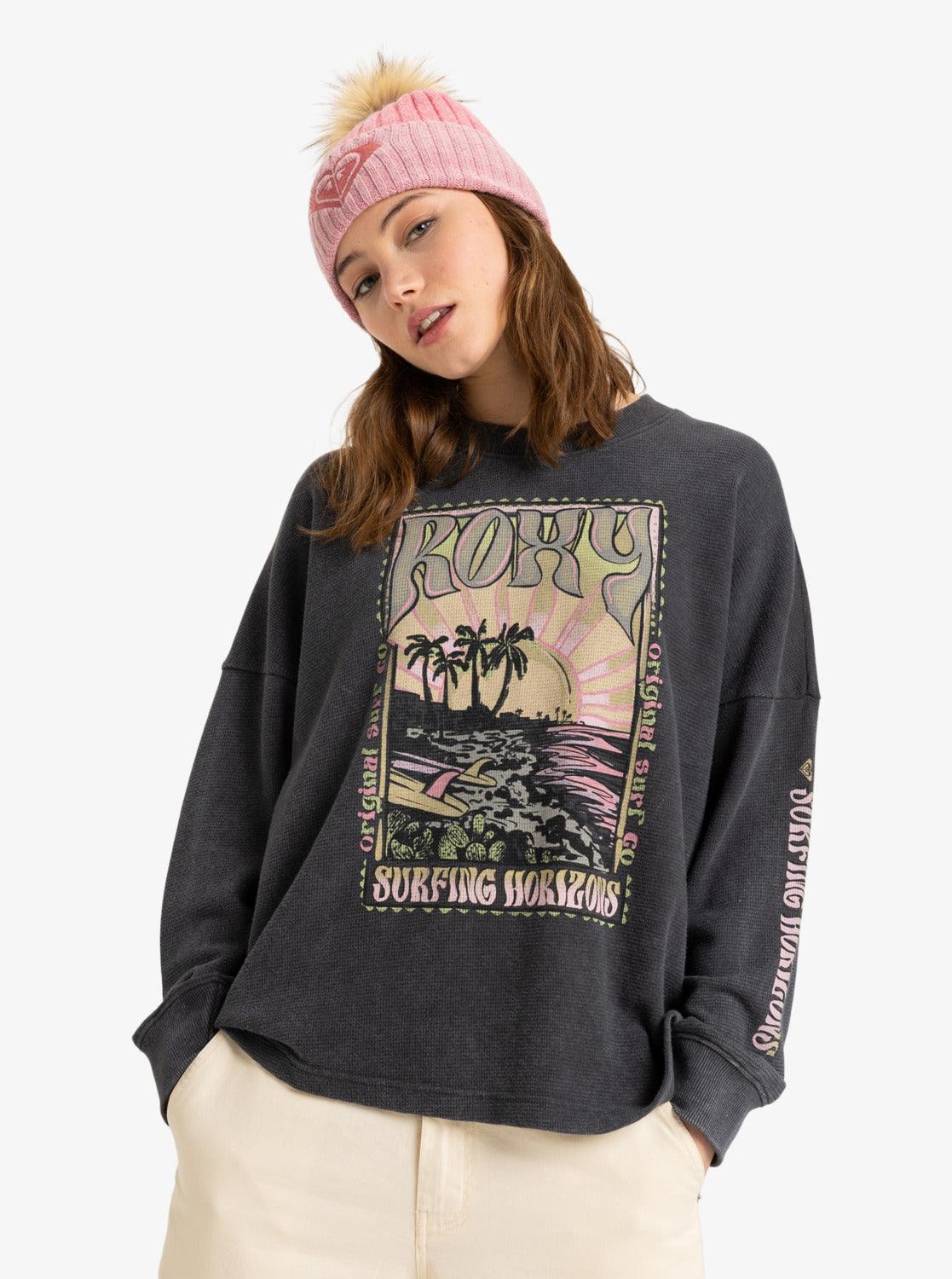 Roxy Womens Eastside Midweight Long Sleeve T-Shirt - Phantom - ManGo Surfing