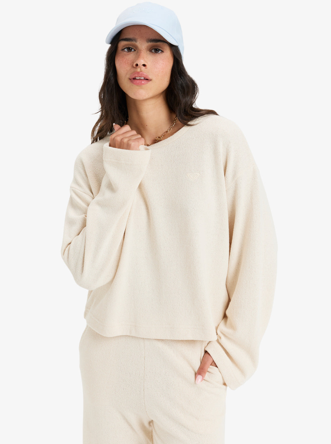 Roxy Womens Stay Long Sleeve Top - Parchment