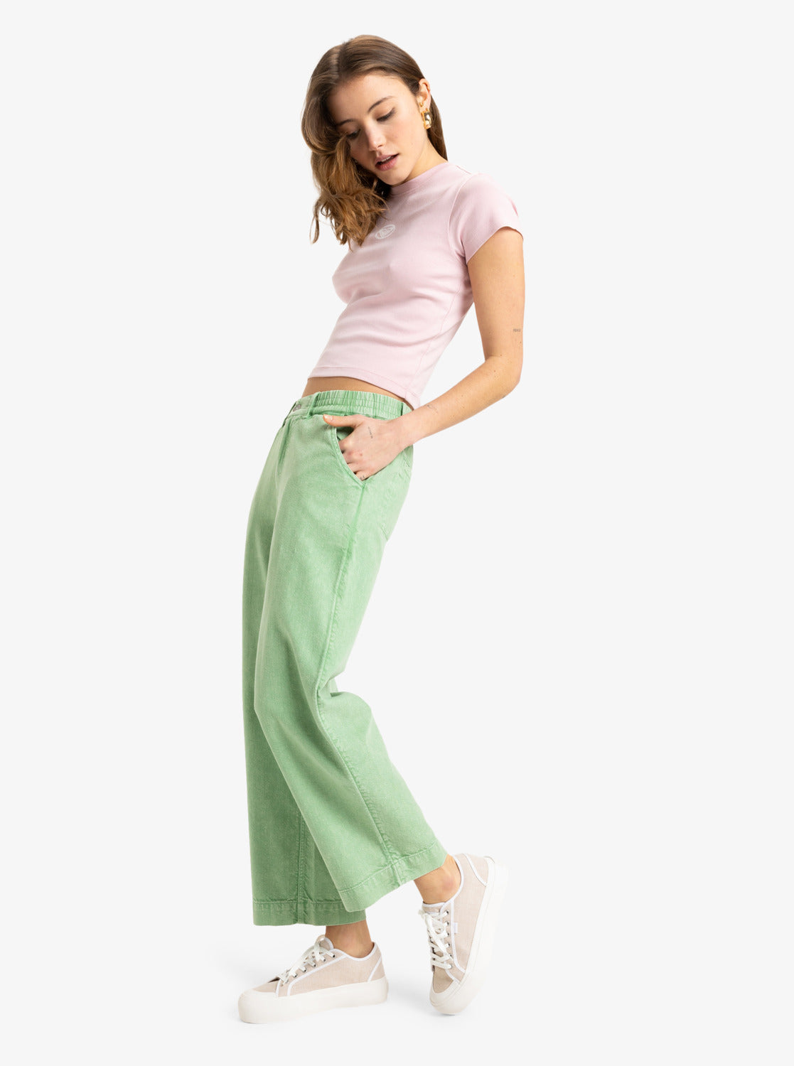 Roxy Womens Break My Soul Elastic Waist Pants - Basil