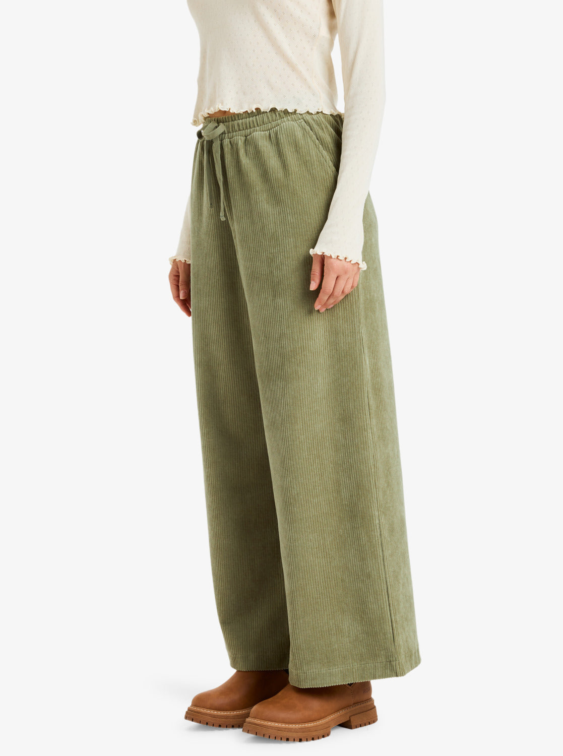 Roxy Womens Lekeitio Knit Corduroy Trousers - Oil Green