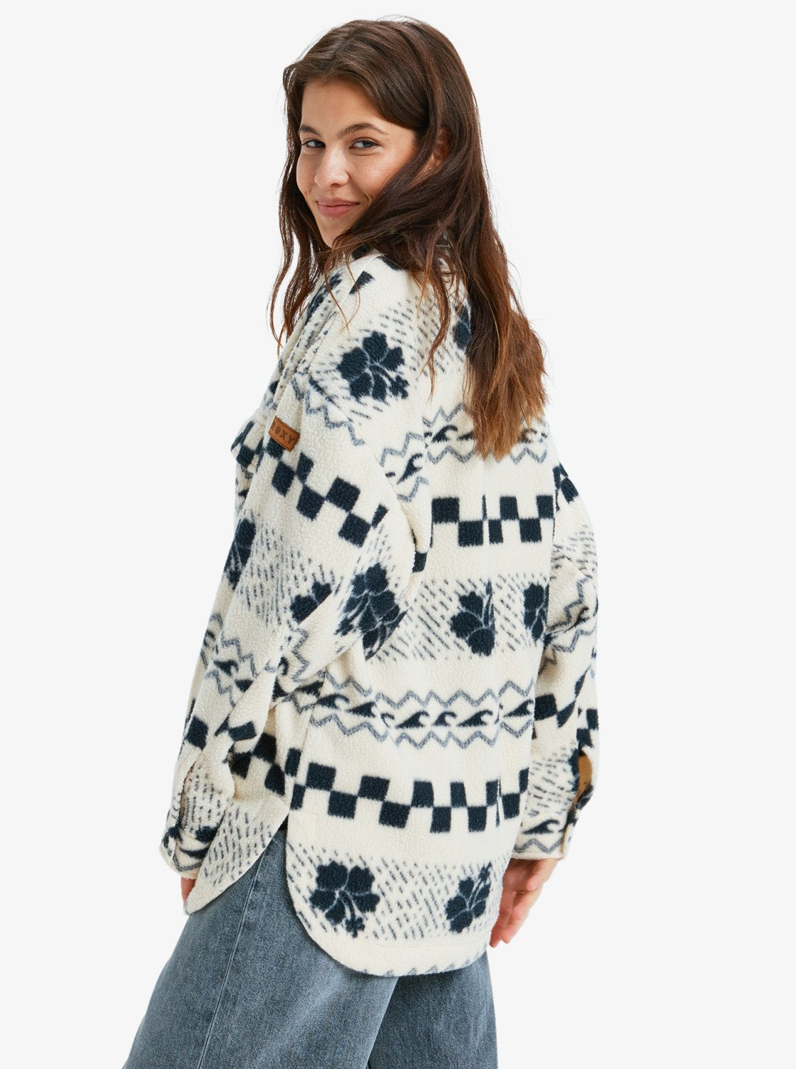 Roxy Womens Morning Crush Fleece Shacket - Parchment - ManGo Surfing