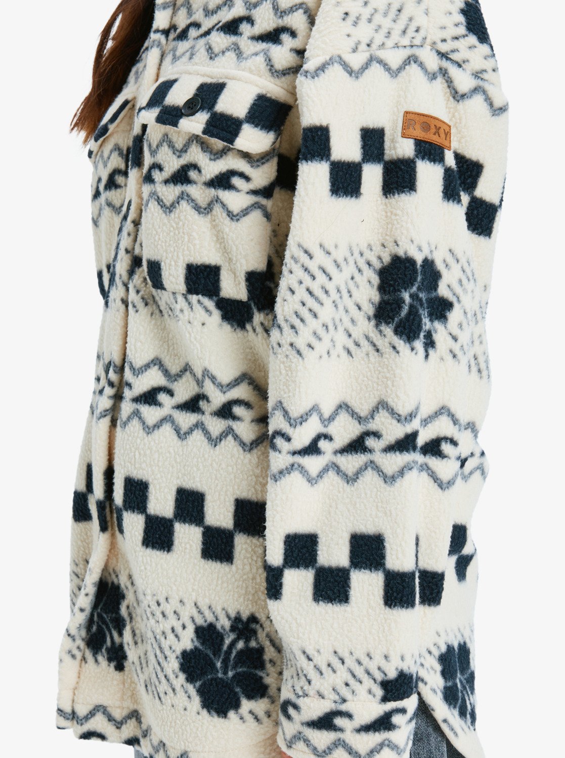 Roxy Womens Morning Crush Fleece Shacket - Parchment - ManGo Surfing