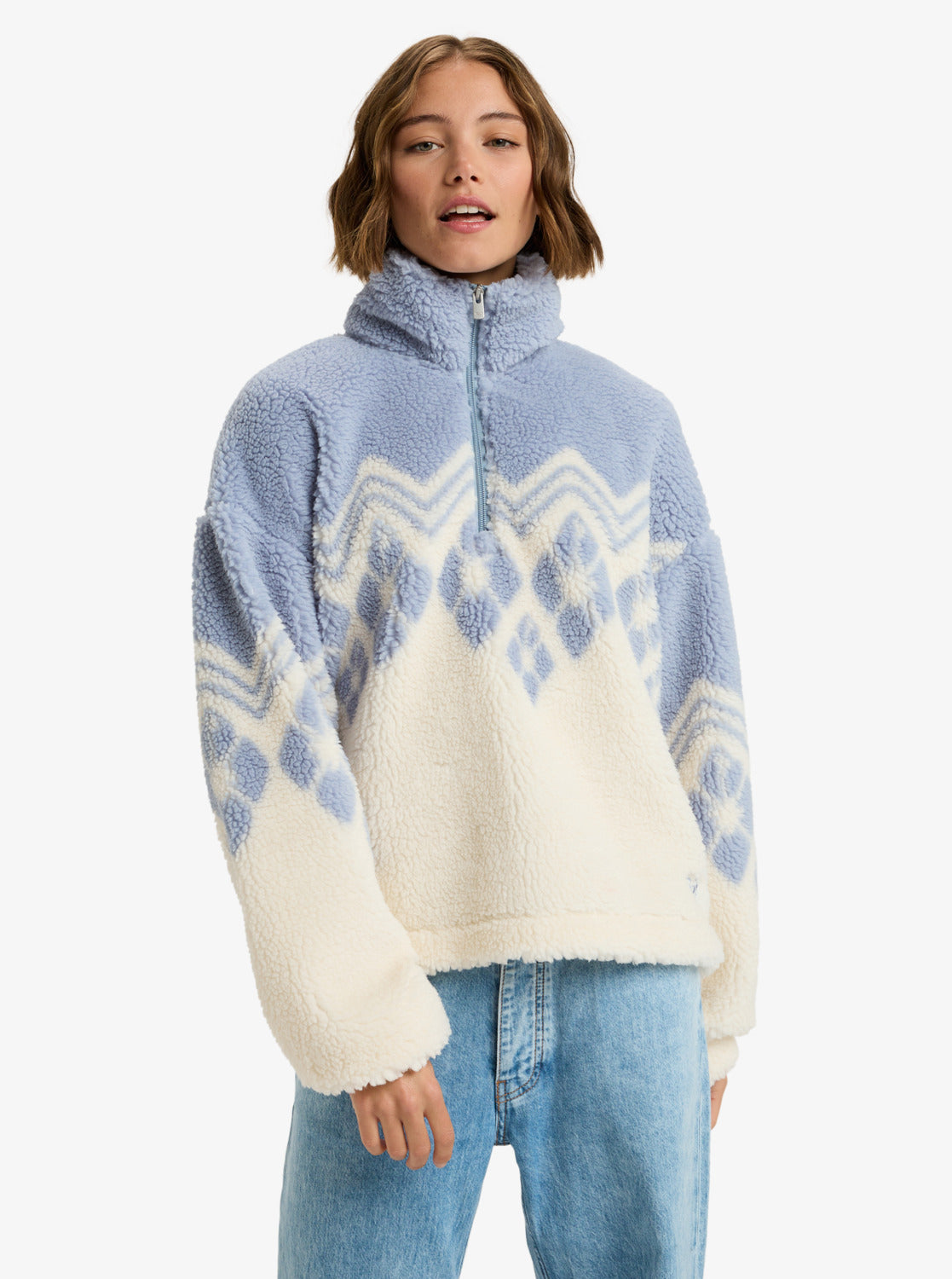 Roxy Womens Mountain Story Half Zip Fleece - Egret