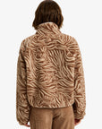 Roxy Womens Blurry Cloud Print Full Zip Relaxed Fleece - Parchment Animal Floral