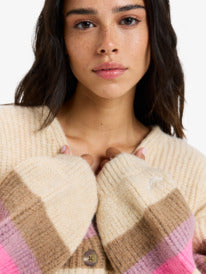 Roxy Womens Marble Tiles Stripe Slouchy Cardigan - Parchment - ManGo Surfing