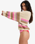 Roxy Womens Marble Tiles Stripe Slouchy Cardigan - Parchment - ManGo Surfing