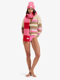 Roxy Womens Marble Tiles Stripe Slouchy Cardigan - Parchment - ManGo Surfing