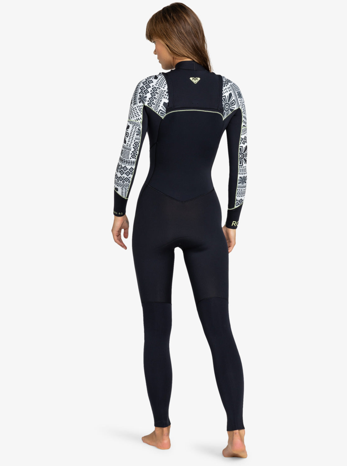 Roxy Womens 4/3mm Swell Series Chest Zip Wetsuit - Egret Mo Rockin Vibes