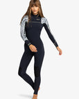 Roxy Womens 4/3mm Swell Series Chest Zip Wetsuit - Egret Mo Rockin Vibes