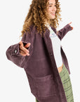 Roxy Womens Kick Back Washed Oversized Corduroy Jacket - Huckleberry