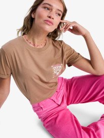 Roxy Womens Oceanregular Poster T-Shirt - Woodsmoke - ManGo Surfing