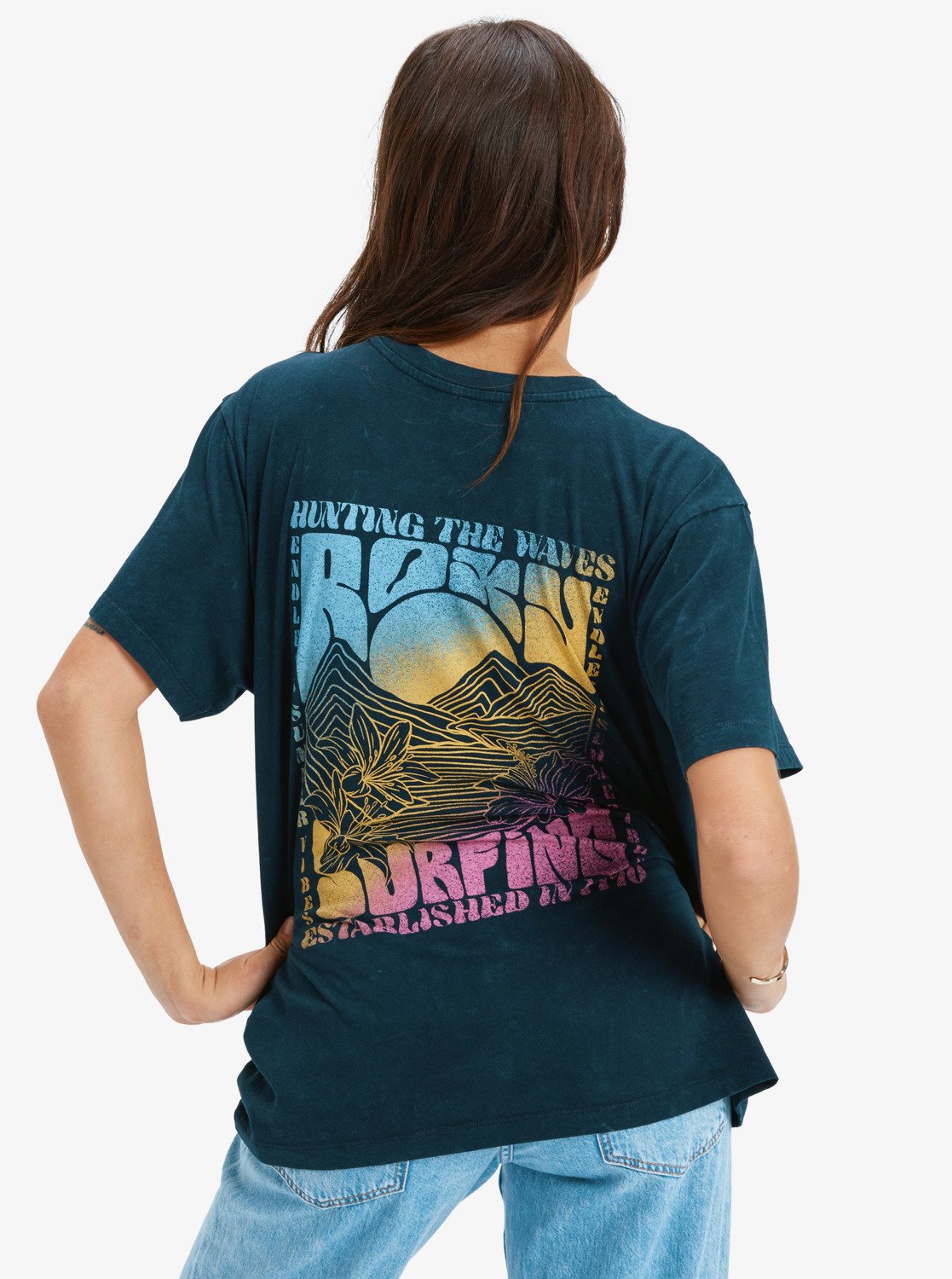 Roxy Womens Sunnyoversize Optic Wash T-Shirt - Anthracite - ManGo Surfing