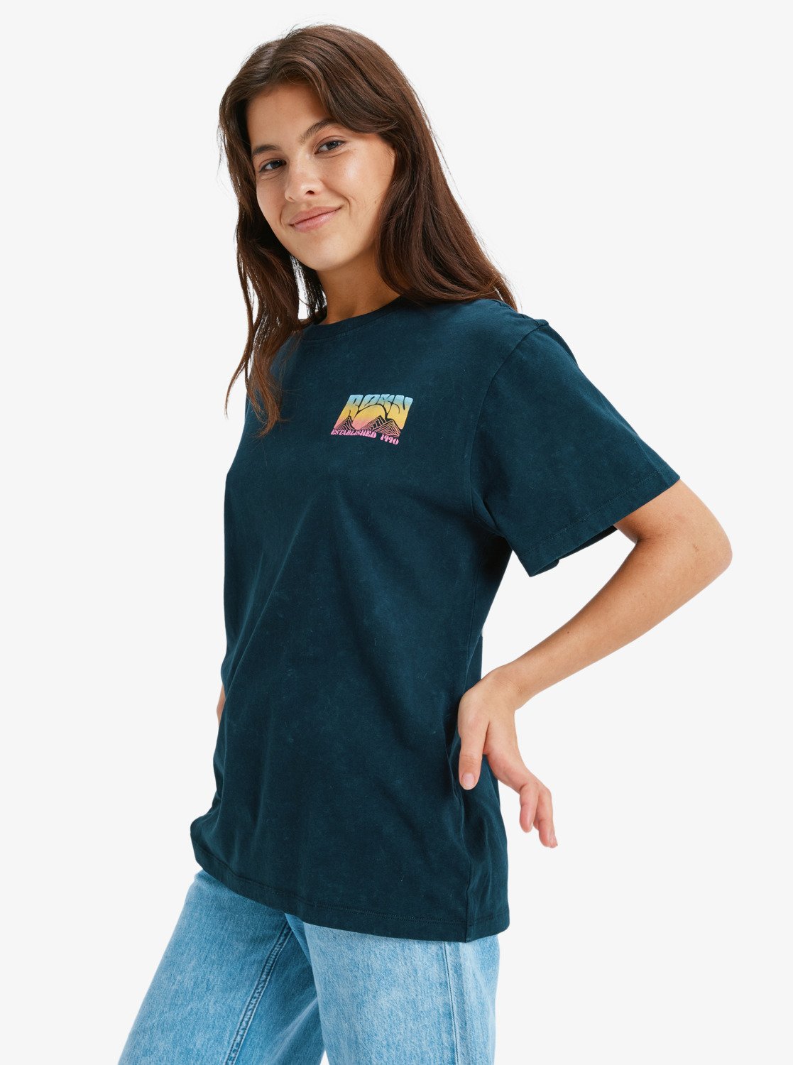 Roxy Womens Sunnyoversize Optic Wash T-Shirt - Anthracite - ManGo Surfing