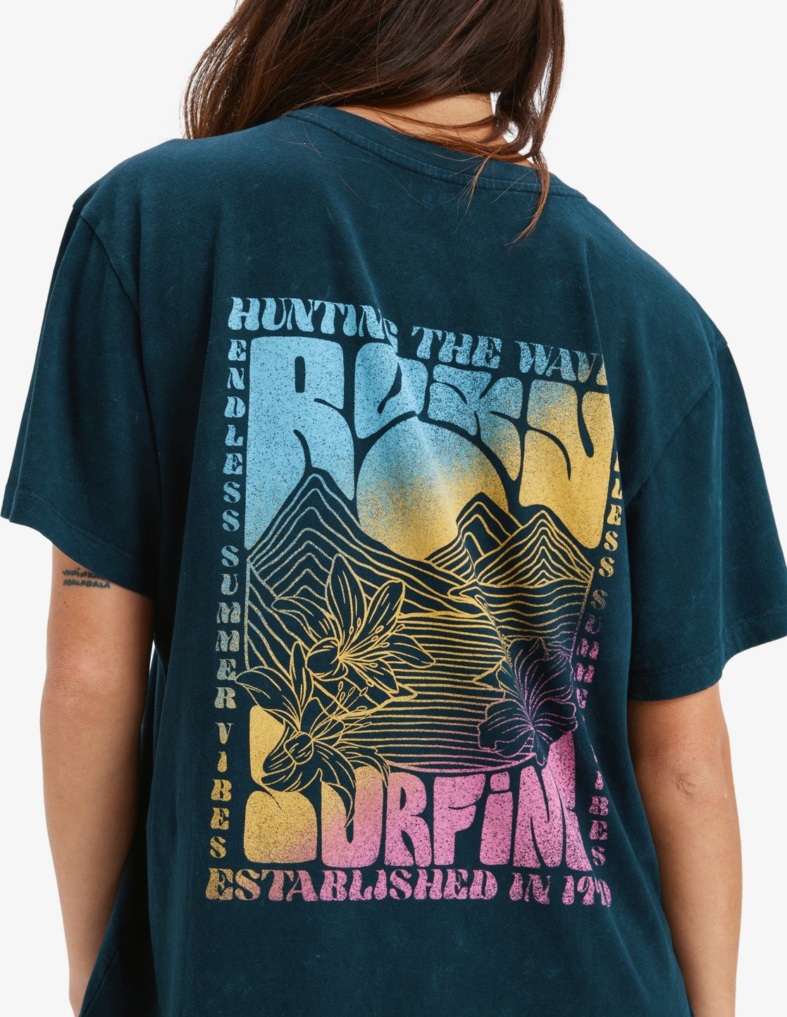Roxy Womens Sunnyoversize Optic Wash T-Shirt - Anthracite - ManGo Surfing