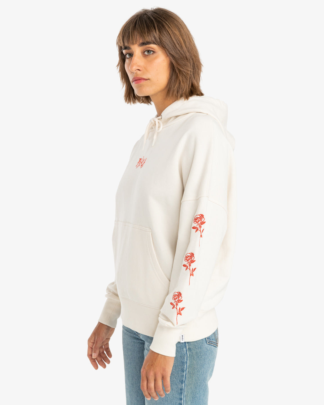 RVCA Womens Roses Only Pullover Hoodie - Salt