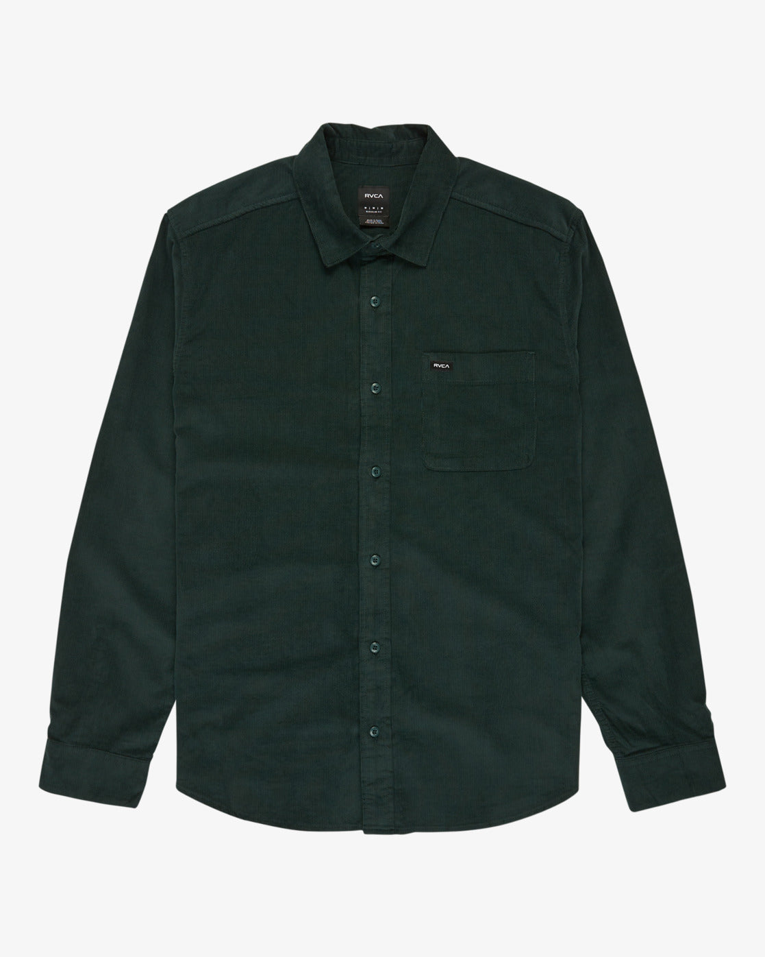 RVCA Mens Freeman Cord Long Sleeve Shirt - Hunter Green