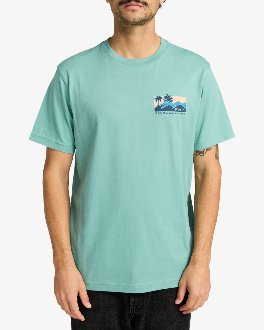 RVCA Mens Palm Trail T-Shirt - Bottle Green