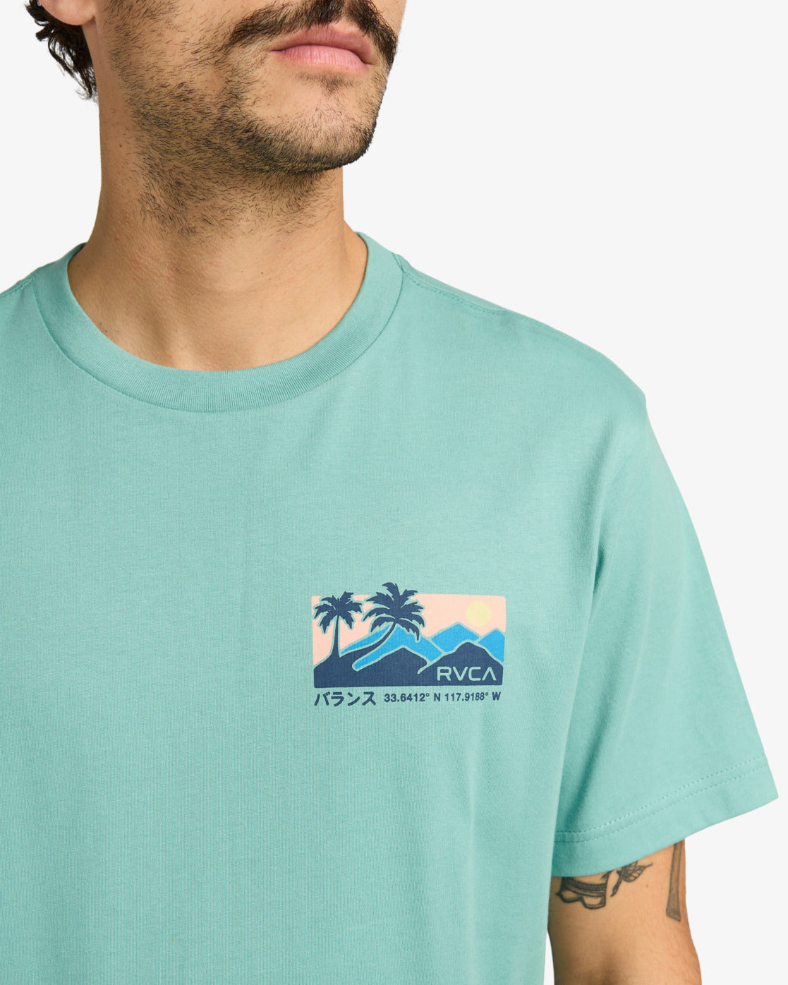 RVCA Mens Palm Trail T-Shirt - Bottle Green