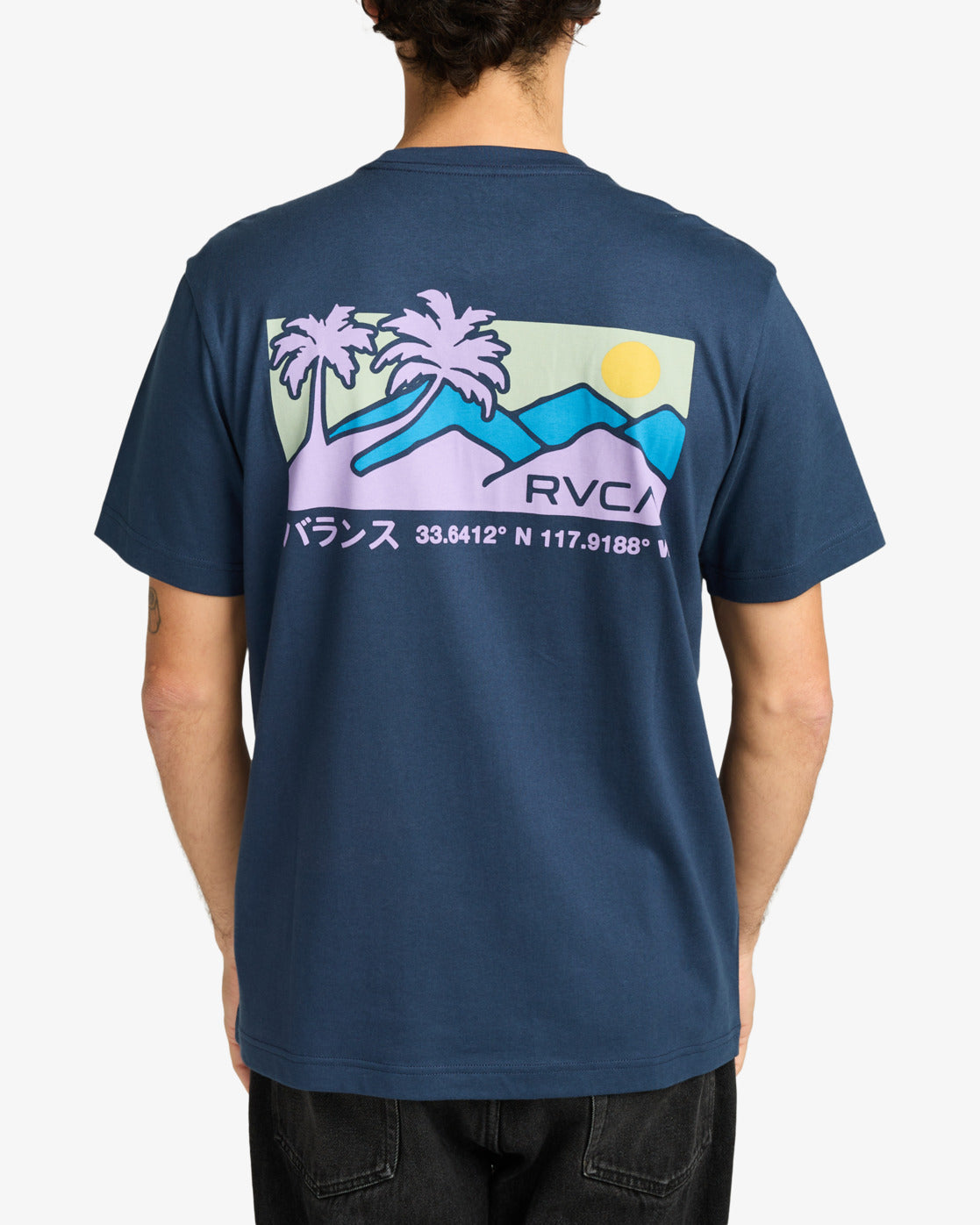 RVCA Mens Palm Trail T-Shirt - Moody Blue